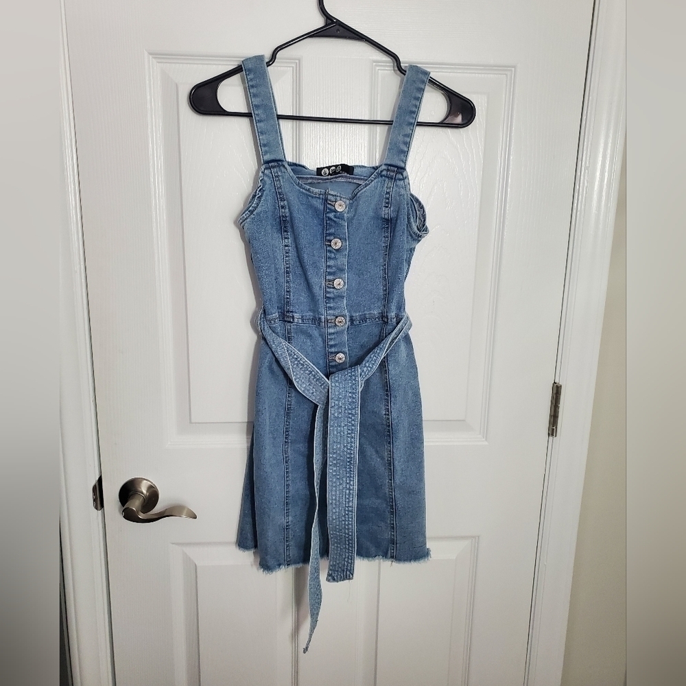 Peace Love Eco Denium Button and Tie Mini Dress